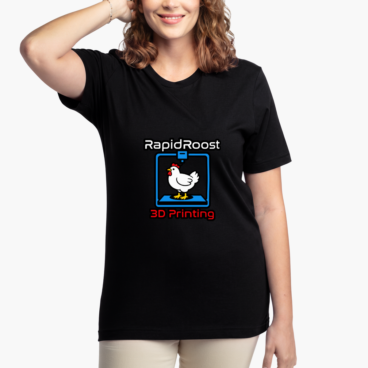 Rapid Roost logo t-shirt in black, front view